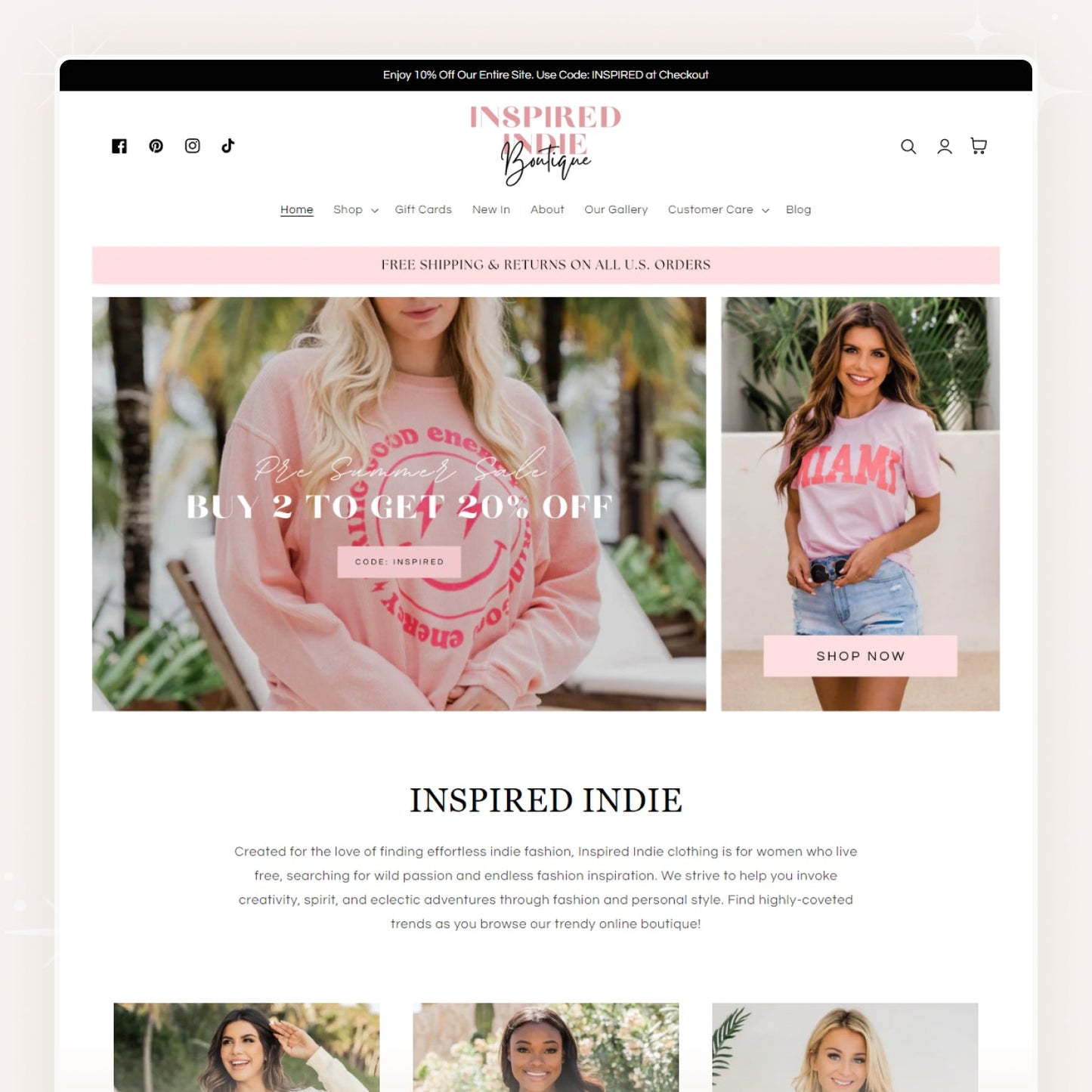 Indie - Pink & Feminine Boutique Shopify Theme